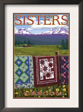 Sisters, Oregon View With Quilts On Fence, C.2009 by Lantern Press Pricing Limited Edition Print image