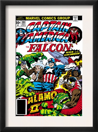Captain America And The Falcon #203 Cover: Captain America, Falcon, Marvel Comics And Thor Fighting by Jack Kirby Pricing Limited Edition Print image