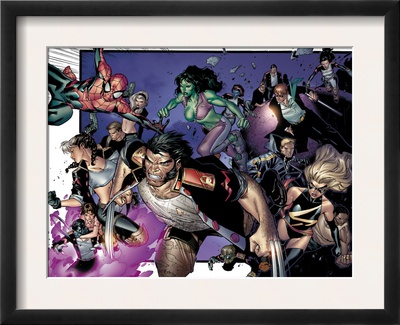 House Of M #6 Group: Wolverine, She-Hulk, Spider-Man And Warbird by Olivier Coipel Pricing Limited Edition Print image