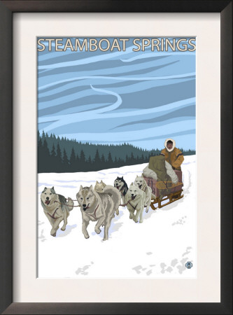 Steamboat Springs, Co - Dogsled Scene, C.2009 by Lantern Press Pricing Limited Edition Print image