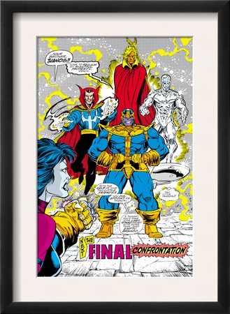 Infinity Gauntlet #5 Group: Thanos, Dr. Strange, Silver Surfer, Adam Warlock And Nebula Crouching by George Perez Pricing Limited Edition Print image