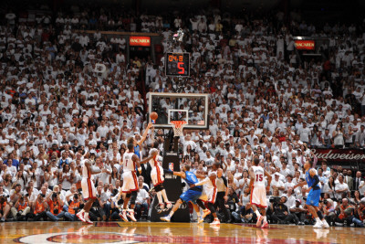 Dallas Mavericks V Miami Heat - Game Two, Miami, Fl - June 2: Dirk Nowitzki And Udonis Haslem by Jesse D. Garrabrant Pricing Limited Edition Print image