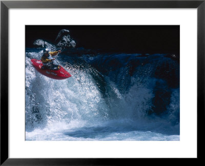 Kayaker Running A Double Drop At 2002 Oregon Cup Canyon Creek Extreme Downriver Race, Washington by Mike Tittel Pricing Limited Edition Print image