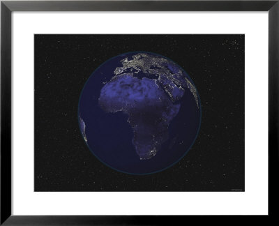 Full Earth At Night Showing Africa, Europe 2001-08-07 by Stocktrek Images Pricing Limited Edition Print image