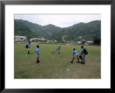 Boys Playing Cricket At Charlotteville, Tobago, West Indies, Caribbean, Central America by Yadid Levy Pricing Limited Edition Print image