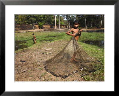 Boys Fishing Around The Temples Of Angkor, Cambodia, Indochina, Southeast Asia by Andrew Mcconnell Pricing Limited Edition Print image