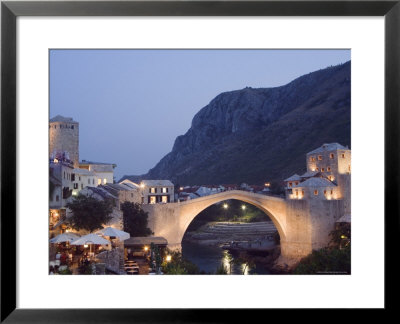 Stari Most Peace Bridge On Neretva River, Evening, Mostar, Bosnia, Bosnia-Herzegovina, Europe by Chris Kober Pricing Limited Edition Print image