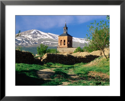 Country Path To Village Church Beneath Snow Capped Sierra Nevada, La Calahorra, Andalucia, Spain by David Tomlinson Pricing Limited Edition Print image