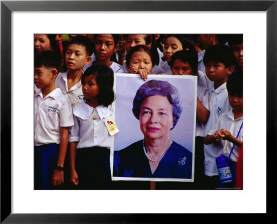 School Children With Portrait Of Queen Sihanouk At Chat Preah Nengkal, Phnom Penh, Cambodia by Richard I'anson Pricing Limited Edition Print image