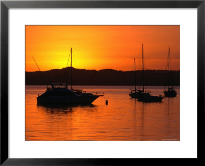 Sunset Over Boats Moored In Russell Harbour, New Zealand by David Wall Pricing Limited Edition Print image
