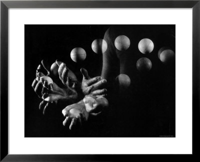 Stroboscopic Image Of Hands Of Juggler Stan Cavenaugh Juggling Balls by Gjon Mili Pricing Limited Edition Print image