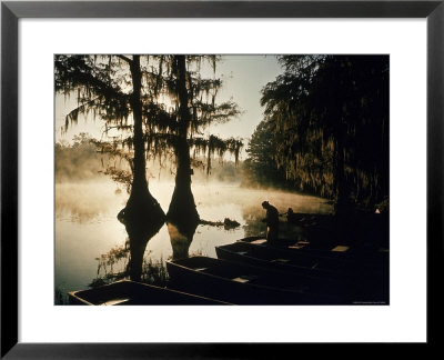 Classic Southern Scene Of Fisherman Readying Equipment By The Texas/Louisiana Border by Ralph Crane Pricing Limited Edition Print image