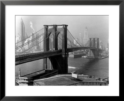 View Of The Brooklyn Bridge And The Skyscrapers Of Manhattan's Financial District by Andreas Feininger Pricing Limited Edition Print image