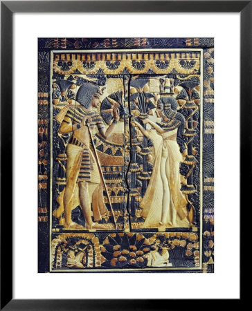 Ivory Plaque From The Lid Of A Coffer, Tutankhamun And Ankhesenamun In Garden, Egypt, North Africa by Robert Harding Pricing Limited Edition Print image