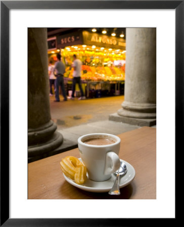 La Rambla, La Boqueria Market, Chocolate Con Churros Breakfast, Barcelona, Spain by Alan Copson Pricing Limited Edition Print image