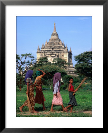 Villagers Walking On Path Near Thatbyinnyu Old Bagan, Mandalay, Myanmar (Burma) by Glenn Beanland Pricing Limited Edition Print image