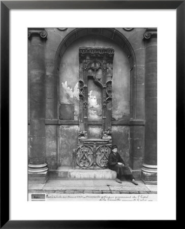 Young Boy Seated Outside The Ecole Nationale Des Beaux-Arts, Paris, 1890-1900 by Adolphe Giraudon Pricing Limited Edition Print image