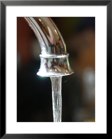 Water Flows Out Of A Stainless Steel Faucet, Chevy Chase, Maryland by Stacy Gold Pricing Limited Edition Print image