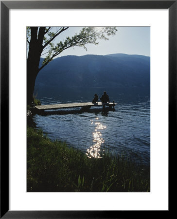 Man And His Dog On A Lake Skaha Dock by Mark Cosslett Pricing Limited Edition Print image