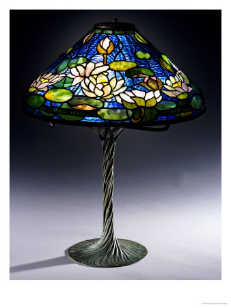 A Pond Lily Leaded Glass & Bronze Table Lamp by Tiffany Studios Pricing Limited Edition Print image