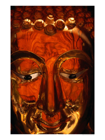 Polished Bronze Buddha Face, Bangkok, Thailand by James Marshall Pricing Limited Edition Print image