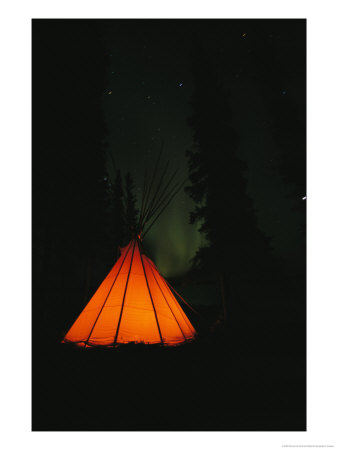 The Glow From A Campfire Makes A Shadow On A Tepee by Raymond Gehman Pricing Limited Edition Print image
