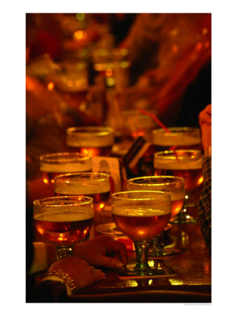 Beer Glasses At Bar, Brussels, Belgium by Martin Moos Pricing Limited Edition Print image