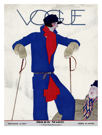 Vogue Cover - December 1927 by Pierre Mourgue Pricing Limited Edition Print image