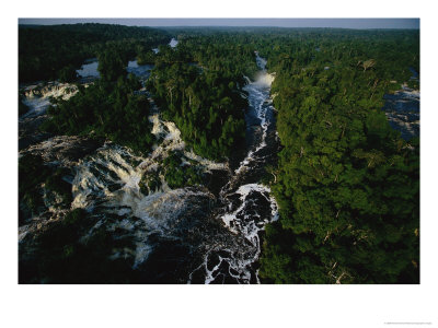 Aerial View Of The Thundering Two-Mile-Wide Kongou Falls by Michael Nichols Pricing Limited Edition Print image