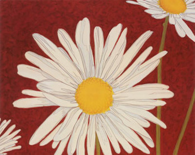 White Daisy On Red by Adam Guan Pricing Limited Edition Print image
