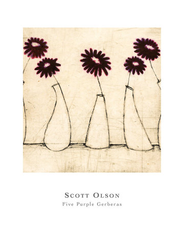 Five Purple Gerberas by Scott Olson Pricing Limited Edition Print image