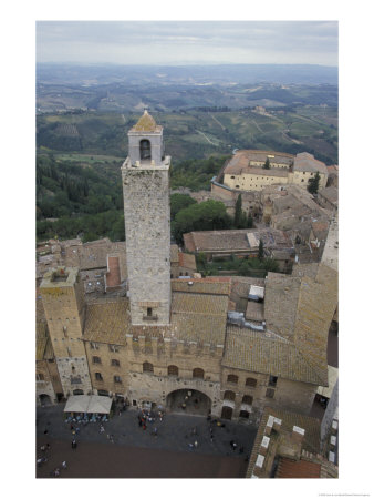 Towers And Plaza In Hill Town, San Gimignqno, Italy by John & Lisa Merrill Pricing Limited Edition Print image