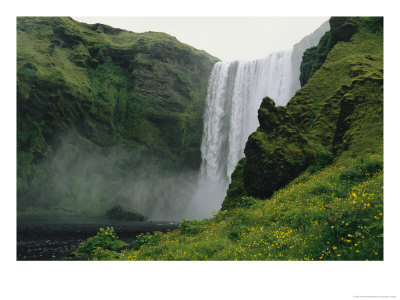 Thundering Waters Of Skogafoss Waterfall, Near The Village Of Skogar by Sisse Brimberg Pricing Limited Edition Print image
