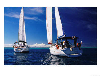 Yachts Cruising Leeward Isles, French Polynesia by John Borthwick Pricing Limited Edition Print image