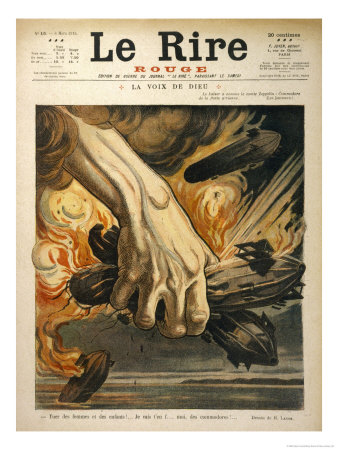 God Smites The Zeppelins Because They Kill Women And Children Unlike The Aircraft Of The Allies by Henri Lanos Pricing Limited Edition Print image