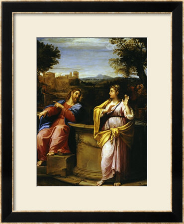 Christ And The Woman Of Samaria At The Well by Francesco Albani Pricing Limited Edition Print image