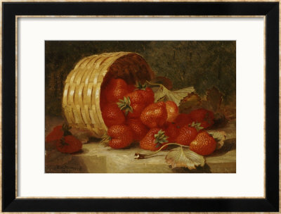 Strawberries In A Wicker Basket On A Ledge, 1895 by Eloise Harriet Stannard Pricing Limited Edition Print image