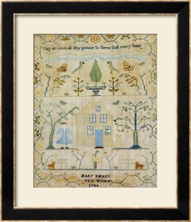 Silk-On-Linen Needlework Sampler, Dated 1764 by Mary Emmes Pricing Limited Edition Print image
