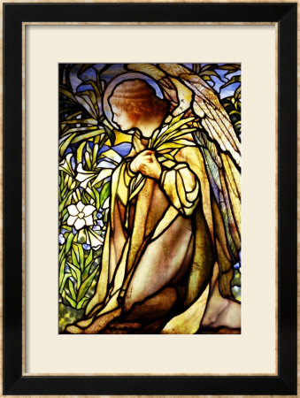 A Stained Glass Window Of An Angel by Tiffany Studios Pricing Limited Edition Print image