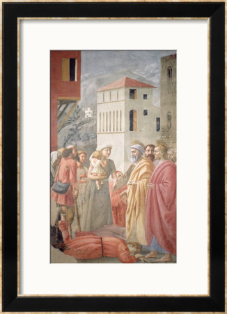 St. Peter Distributing The Common Goods Of The Church And The Death Of Ananias, Circa 1427 by Tommaso Masaccio Pricing Limited Edition Print image