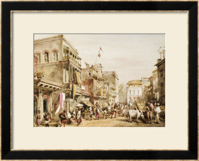 A Busy Street Scene In India, 1858 by William Prinsep Pricing Limited Edition Print image