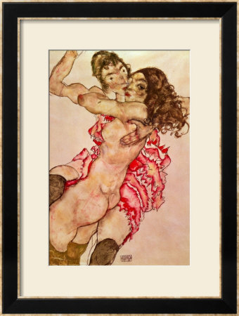 Two Girls Embracing, 1915 by Egon Schiele Pricing Limited Edition Print image