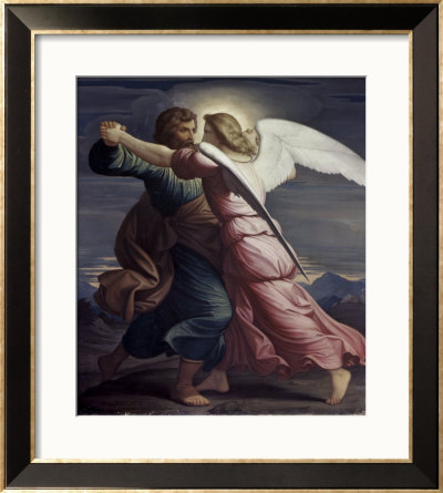 Jacob Wrestles With An Angel by Edward Jakob Von Steinle Pricing Limited Edition Print image