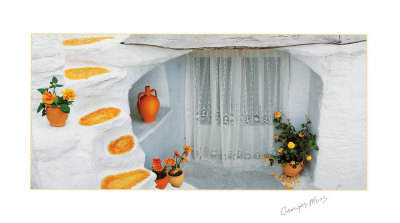 Orange Pot With Lace Curtains by Georges Meis Pricing Limited Edition Print image