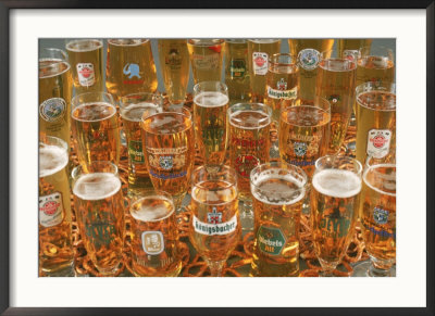 European Beer Glasses With Pretzels by Karen M. Romanko Pricing Limited Edition Print image