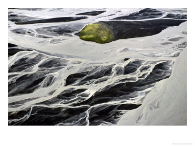 Glacial Rivers Crossing The Dark Volcanic Plains by Olivier Grunewald Pricing Limited Edition Print image