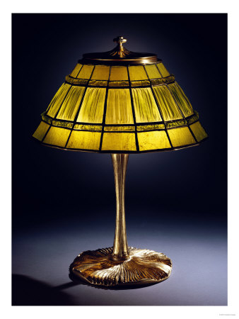 A 'Favrile Fabrique' Leaded Glass And Gilt-Bronze Table Lamp, With Mushroom Base by Daum Pricing Limited Edition Print image