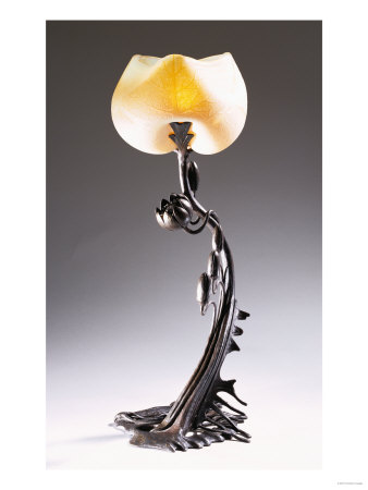 A Fine And Important Wheel-Carved Glass And Bronze Table Lamp, Circa 1903 by Franz Arthur Bischoff Pricing Limited Edition Print image
