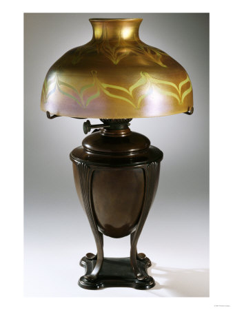 A Favrile Glass And Bronze Table Lamp by Guiseppe Barovier Pricing Limited Edition Print image