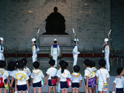 Young Spectators Watch The Changing Of The Guards At The Chiang Kaishek Memorial, Taipei, Taiwan by Alain Evrard Pricing Limited Edition Print image